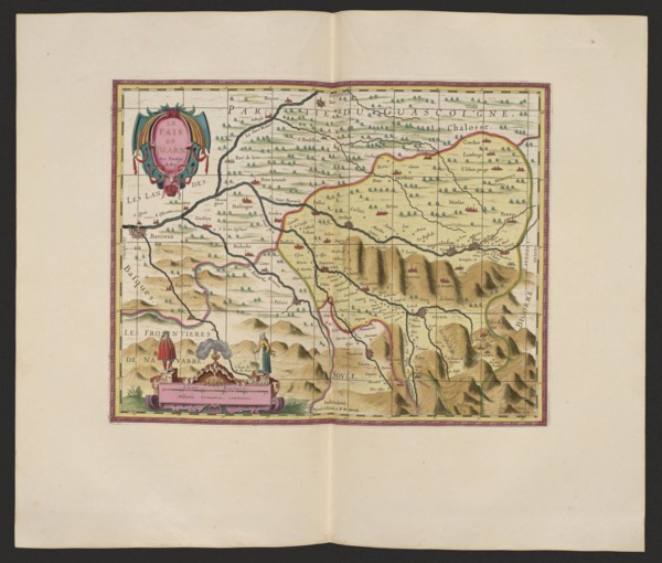 Le pais de Bearn; cartographic map of Béarn, France Aquitaine; makers: Pieter Schenck 1660–1711 and