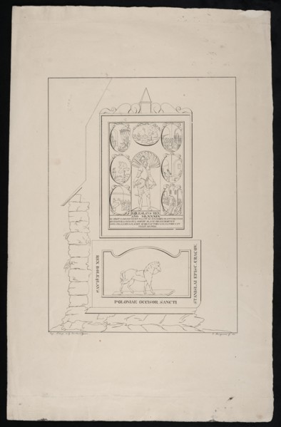 Tomb of Boleslaw the Brave in Osjak, lithograph by Ignaz Bergmann after Gabriel Charton's