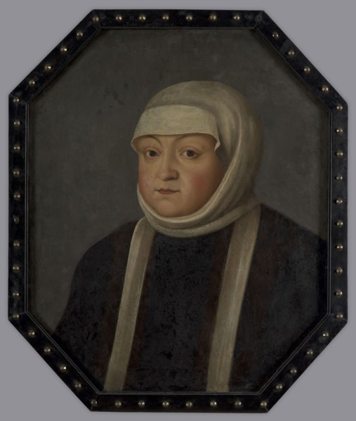 Bona Sforza d'Aragona 1494–1557, c. 1643, unknown artist. Portrait, oil on panel, height 61.5 cm,