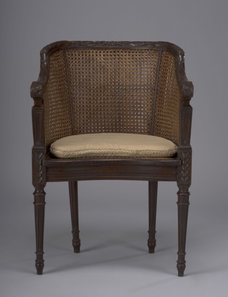 Armchair in the Louis XVI style; seat and backrest woven; 18th/19th century; height 81 cm, width 55