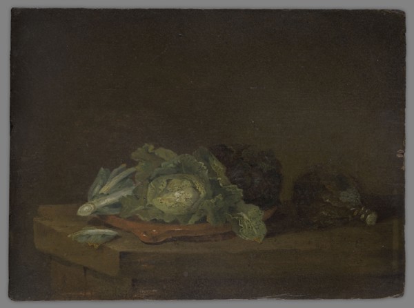Still Life with Cabbage, Kalf, Willem 1619–1693, mid-17th century, Netherlands; painting; height 13