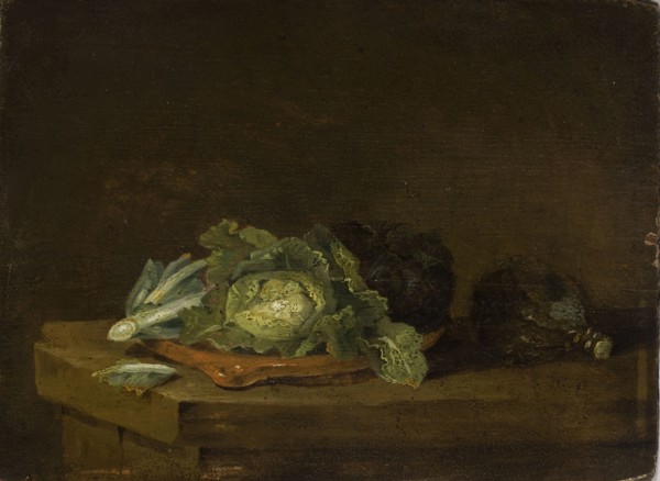 Still Life with Cabbage, Willem Kalf 1619–1693, mid-17th century, Netherlands; painting;