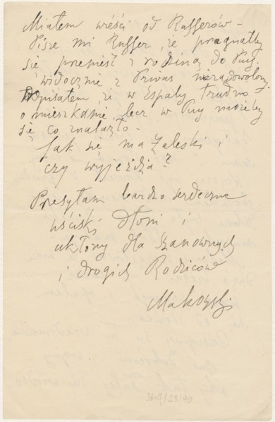 Letter to Maria Mickiewiczówna from Tadeusz Makowski 1882–1932; addressee: Maria Mickiewicz