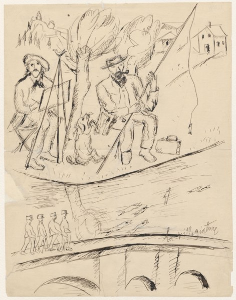 Un dimanche a la campagne... - drawing attached to a letter to Maria Mickiewiczówna; Makowski