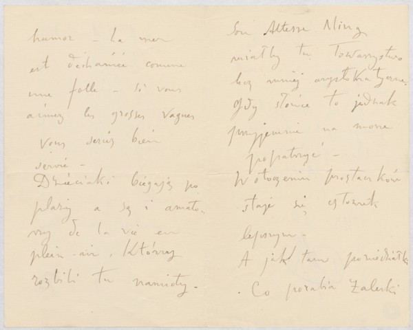 Letter to Maria Mickiewiczówna by Tadeusz Makowski 1882–1932. Manuscript letter, filigree, 2
