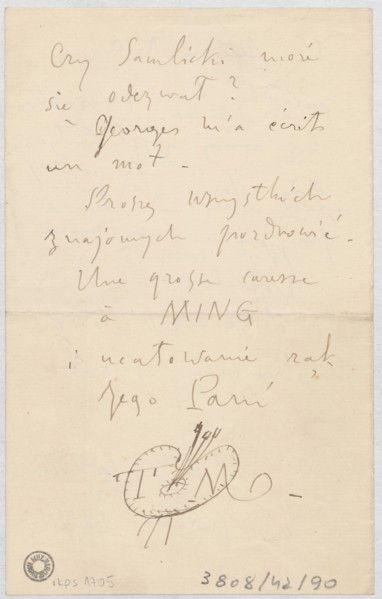 Letter to Maria Mickiewiczówna by Tadeusz Makowski 1882–1932; manuscript letter, 2 leaves all pages