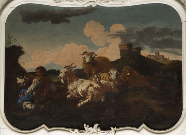 Shepherd Scene with a View of the Castle, Philipp Peter Roos 1657–1706. Multicolored composition