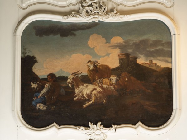 Shepherd Scene with a View of the Castle, Roos, Philipp Peter 1657–1706, painter. Multicolored