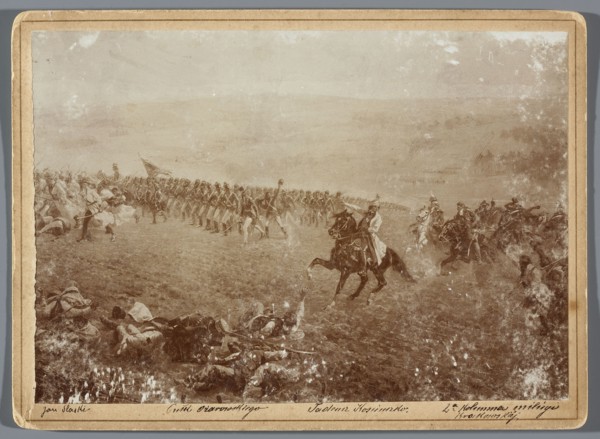 Painting the Raclawice Panorama: fragment of a canvas depicting the Ozarowski regiment and Tadeusz