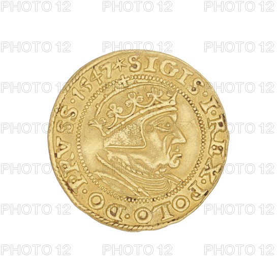Gdansk ducat depicting Sigismund I the Old King of Poland; reign 1506–1548; coin minted in Gdansk,
