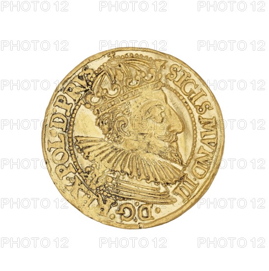Gdansk ducat. Maker: Filip Klüwer fl. 1588–1601, mintmaster co-creator. Obverse inscription: