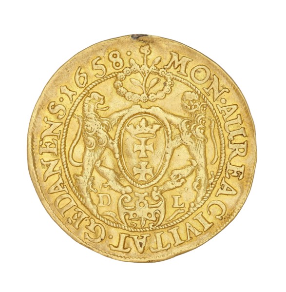 Gdansk ducat; Lesse, Daniel mintmaster, 1656–1685 co-creator; John II Casimir Vasa King of Poland,