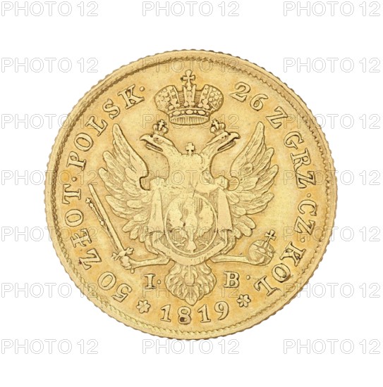 Polish double zloty 50 zloty, 1816. Designer/co-creator: Jakub Benik 1772–1827, Intendant of the