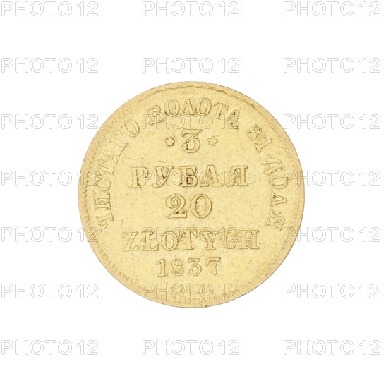 3 rubles = 20 zlotys; Nicholas I Pavlovich Tsar of Russia; 1825–1855 ruler/author; St. Petersburg
