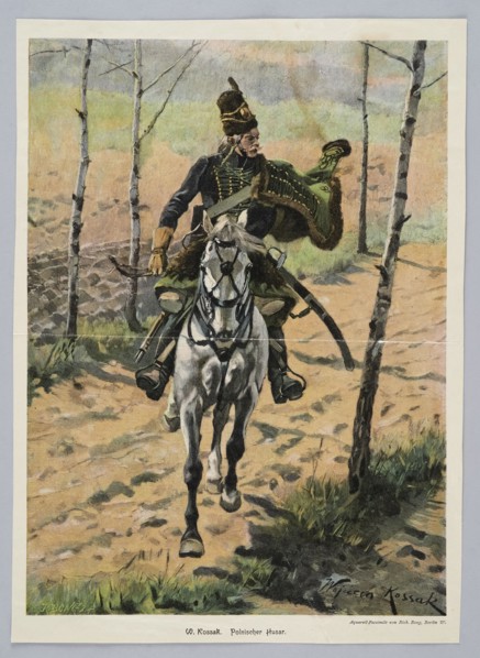 Watercolor reproduction: Wojciech Kossak 1856-1942, Polnischer Husar Hussar; painting, Polish