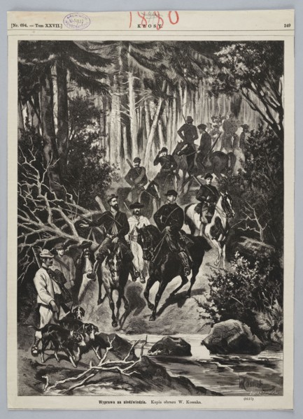Reproduction of a painting: Wojciech Kossak 1856–1942, Expedition for the Bear Hunt; 1880;