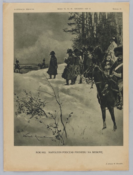 Reproduction of a painting: Wojciech Kossak 1856–1942, Year 1812. Napoleon during the march on
