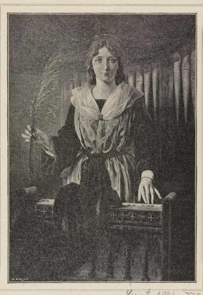 Reproduction of a painting: Stanislaw Bienkiewicz 1855–1930, Saint Cecilia; painting; Polish