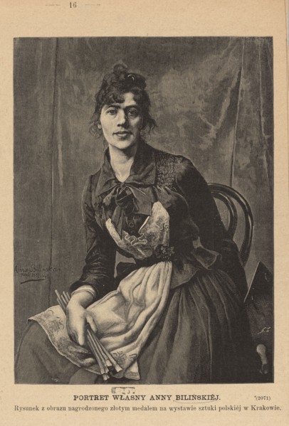 Reproduction of a painting: Anna Bilinska-Bohdanowicz 1857–1893, Self-portrait; woodcut