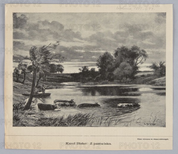 Reproduction of a painting: Karol Biske 1863–1928, From the Pasture; painting; Polish painting;