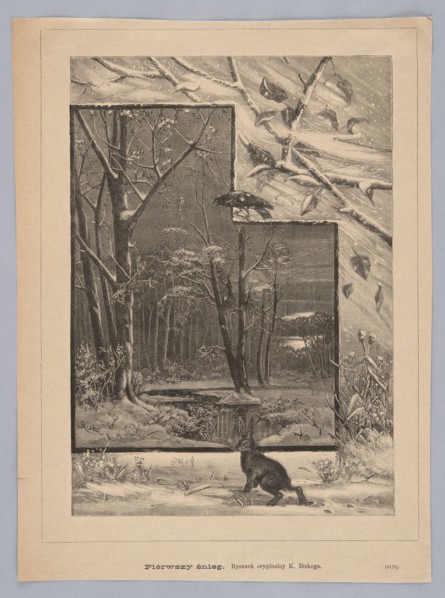 First Snow, Biske, Karol 1863–1928 author / illustrator, Krajewski, Jan fl. 1874–1887 woodcut