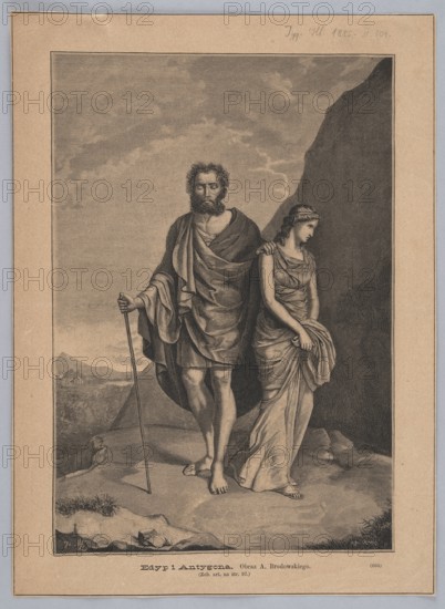 Reproduction of a painting: Antoni Brodowski 1784–1832, Oedipus and Antigone; painting;
