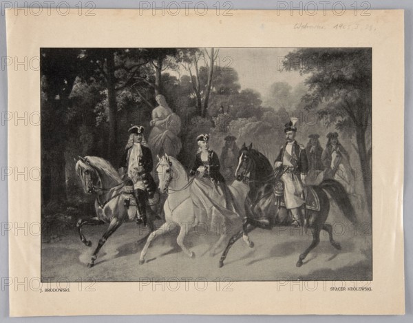 Reproduction of a painting: Józef Brodowski 1828–1900, The Royal Walk; painting, Polish painting,