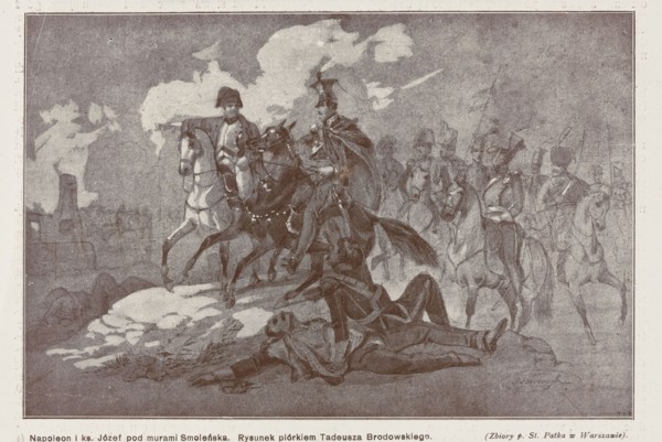 Reproduction of a drawing: Tadeusz Brodowski 1821–1848, Napoleon and Prince Józef at the walls of