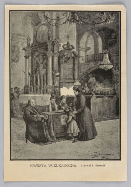 Reproduction of a drawing: Aleksander Brzostek 1866-1911; painting; Polish painting; Easter;