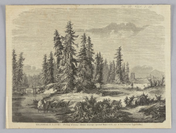 Landscape from nature; 1861; woodcut illustration after a painting by Feliks Brzozowski 1836–1892,