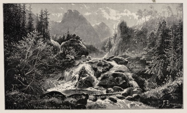 Reproduction of an engraving: Feliks Brzozowski 1836–1892, Strazyska Valley in the Tatra Mountains;