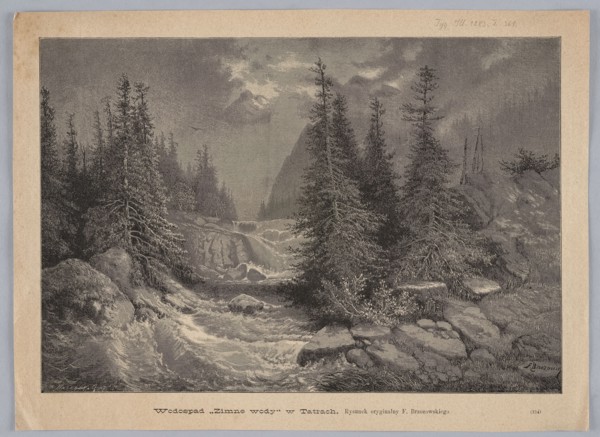 Cold Waters waterfall in the Tatra Mountains; illustration by Feliks Brzozowski 1836–1892,