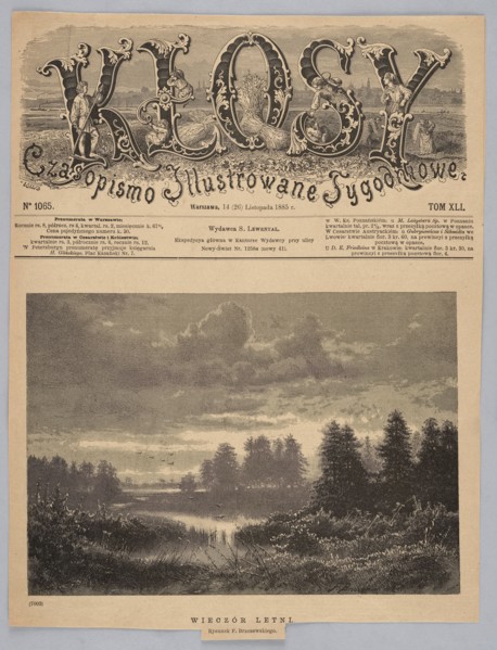 Summer Evening; 1885; illustration by Feliks Brzozowski 1836–1892; reproduction;