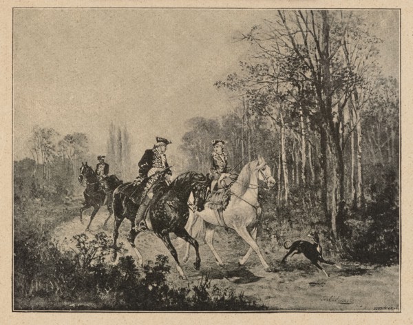 Reproduction of a painting: Jan Chelminski 1851–1925, Horse Ride in the Park; painting; Polish