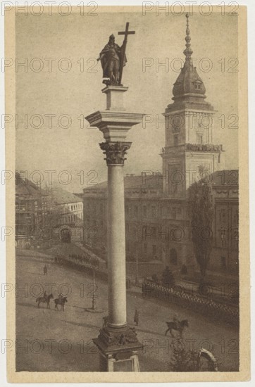 Warsaw. Castle Square, Jan Bulhak 1876–1950 photographer; St. Wojciech Printing House and Bookstore