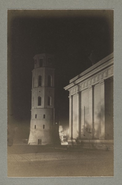 Vilnius. Cathedral at night; photograph by Jan Bulhak 1876–1950, pictorialism, nocturne photography