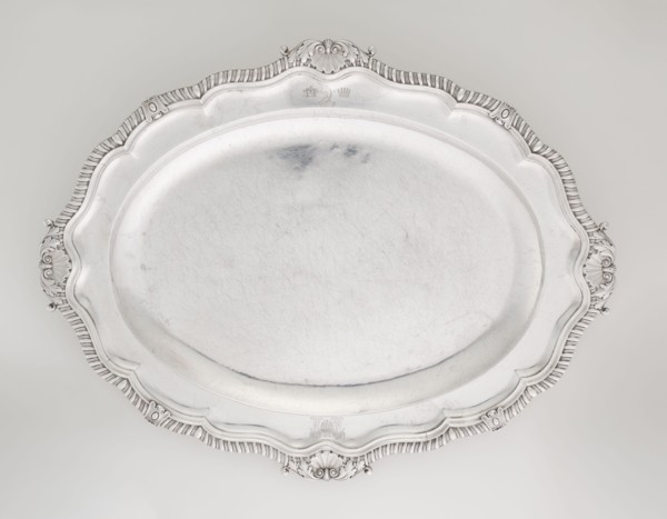 Oval Platter, Smith, Benjamin & James fl. 1809–1812 maker's role / goldsmith's firm, coats of arms,