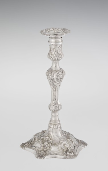 Single-candle candlestick by William Cafe fl. 1757–ca. 1802. Rococo George II style, rocaille