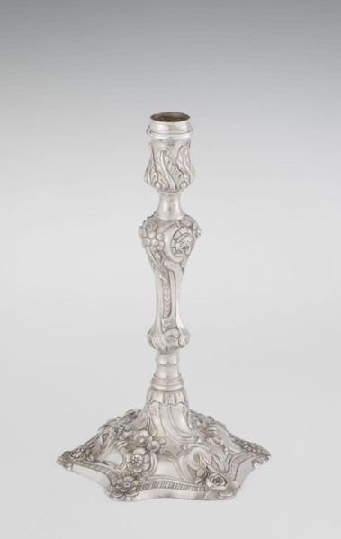 Single-candle candlestick by William Cafe fl. 1757–ca. 1802. Rococo/Georgian George II style,