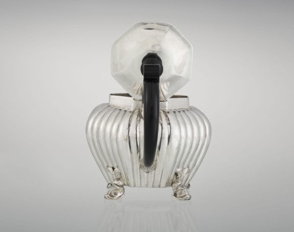 Teapot, maker: Thomas II fl. 1798–1809?, goldsmith. Teapot supported on four legs in the form of