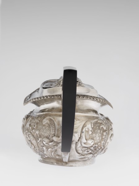 Teapot by Henry Moreton fl. 1899–1930s, factory owner and goldsmith; neo-Rococo style; silver;