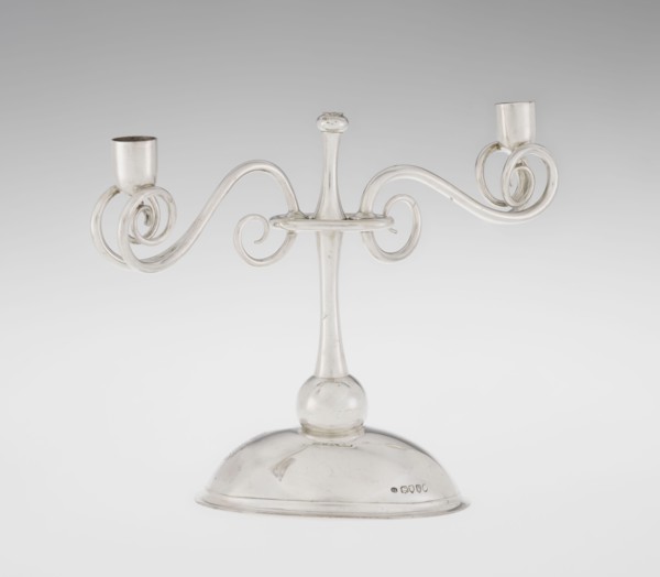 Two-candle candlestick by William Leuchars fl. 1876–1888 and Leuchars & Son London; goldsmith's
