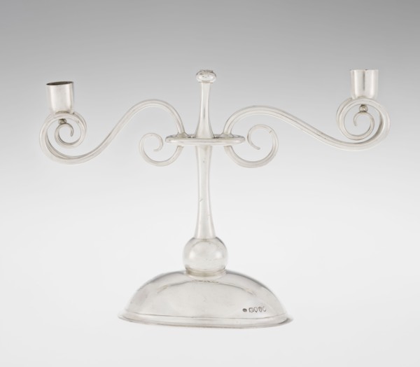 Two-candle candlestick. Maker: William Leuchars fl. 1876–1888; firm: Leuchars & Son London,