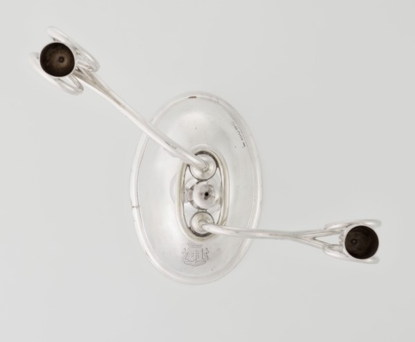 Two-candle candlestick, William Leuchars fl. 1876–1888, Leuchars & Son London; goldsmith's firm, fl