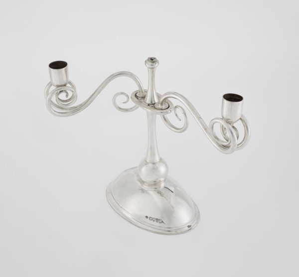 Two-candle candlestick. Maker: William Leuchars fl. 1876–1888, Leuchars & Son London; goldsmith's