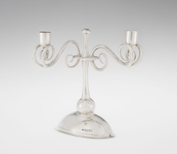 Two-candle candlestick, William Leuchars fl. 1876–1888, Leuchars & Son London; goldsmith's firm, fl