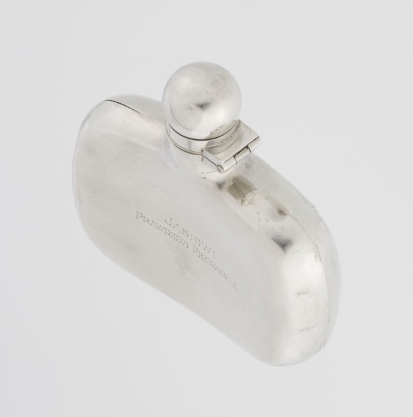 Hip flask by James Dixon & Sons Sheffield; goldsmiths; active from 1806. Silver hip flask, smooth,