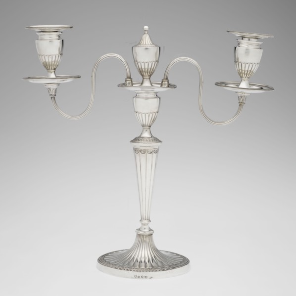 Two-candle candelabrum, Hougham, Charles fl. 1769–1793 goldsmith; classicism, George III/Georgian
