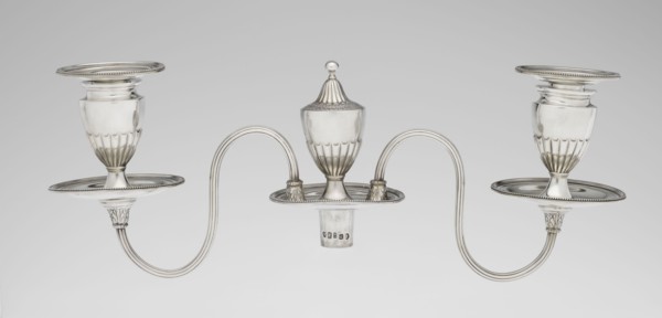 Two-candle candelabrum by Charles Hougham fl. 1769–1793, goldsmith; classicism/George III/Georgian