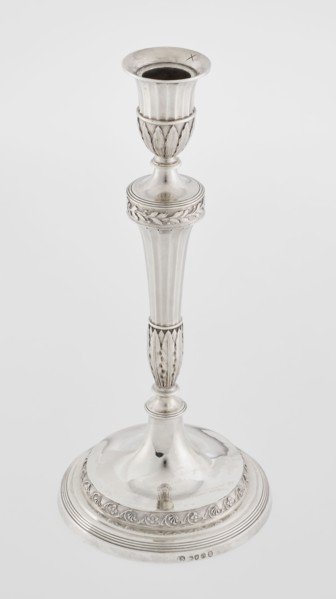Single-candle candlestick by John Schofield fl. 1776–1796. Classicism/Georgian/George III style.
